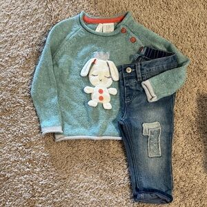 GAP Teal Sweater and Denim Jeans Set